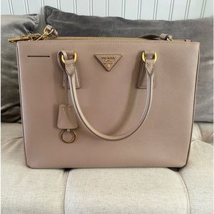 Authentic Large Prada Galleria Saffiano Leather Bag - Blush Nude